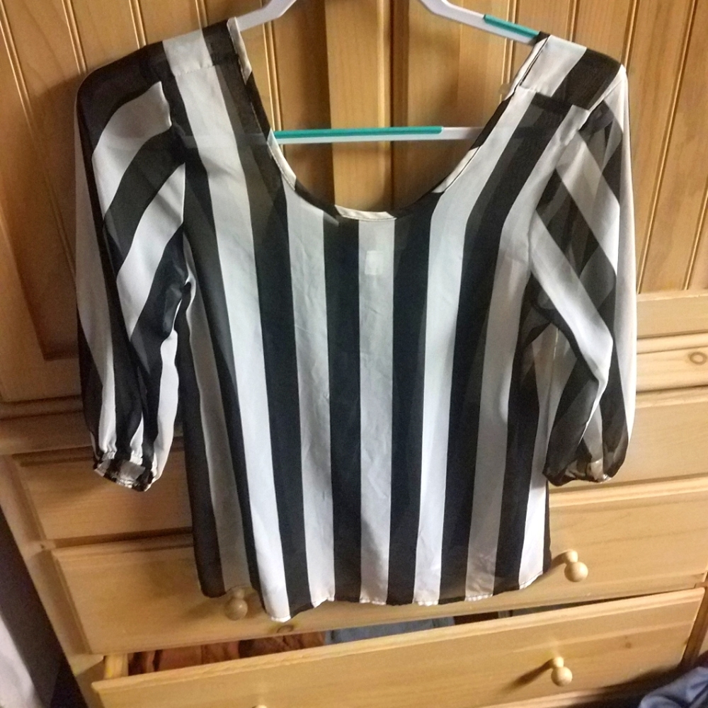 Black and white striped blouse